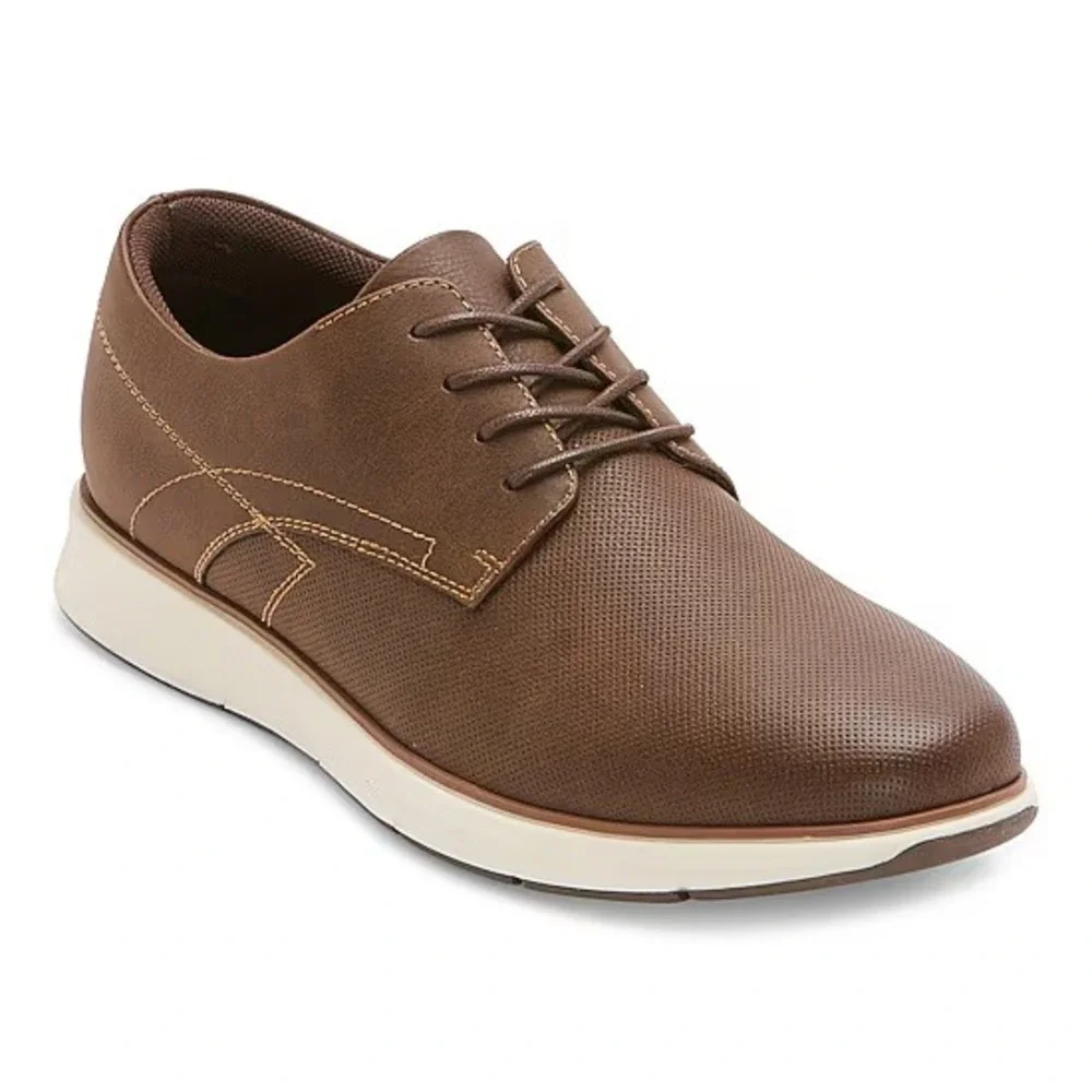 St. Johns Bay Canton Mens Brown Oxford Shoes Size 8 Medium Memory Foam NWT